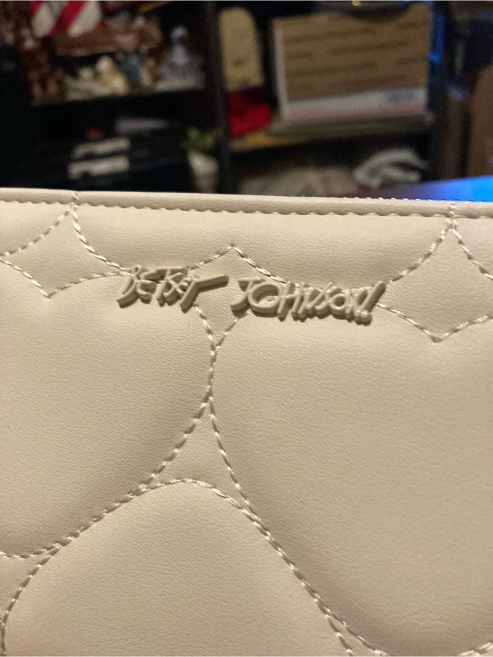 Betsey Johnson cream zip around wallet